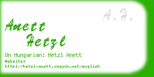 anett hetzl business card